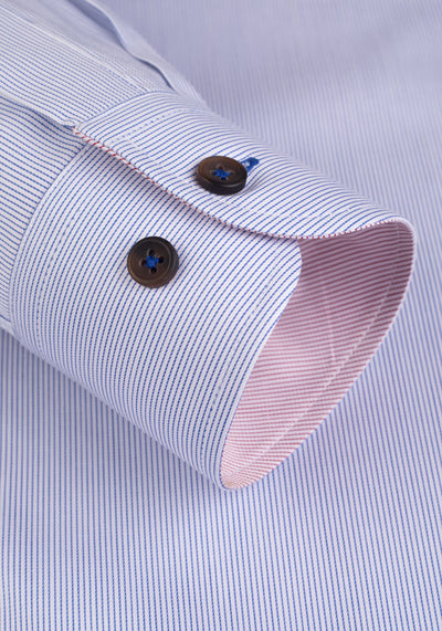 Metallic Blue Stripe Fine Twill Shirt