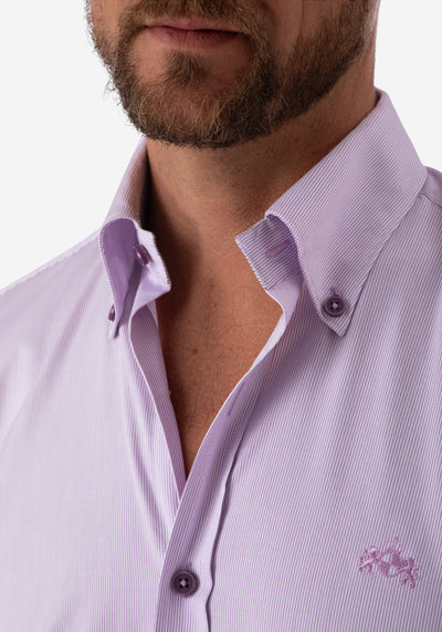 Pale Purple Stripe Fine Twill Shirt