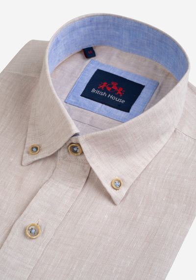 Cream Beige Belgian Linen Shirt