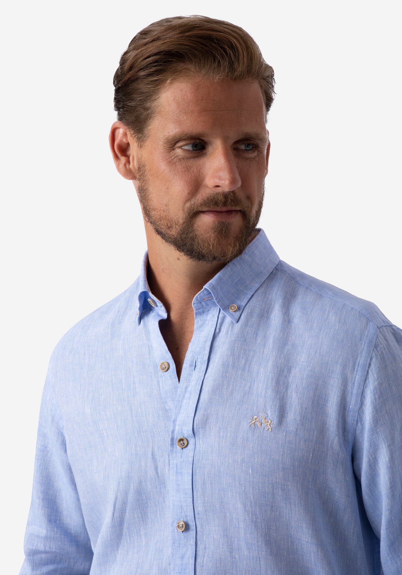 Ice Blue Belgian Linen Shirt