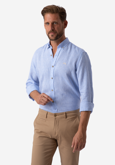 Ice Blue Belgian Linen Shirt