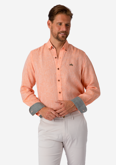 Sunrise Orange Belgian Linen Shirt