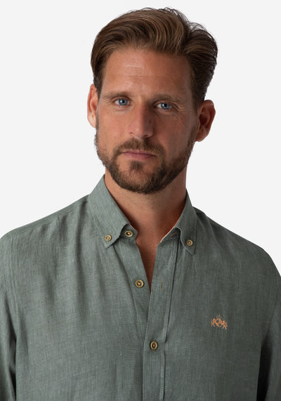 Pine Green Belgian Linen Shirt