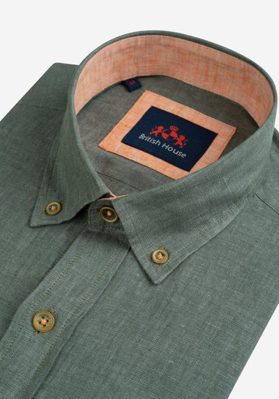 Pine Green Belgian Linen Shirt