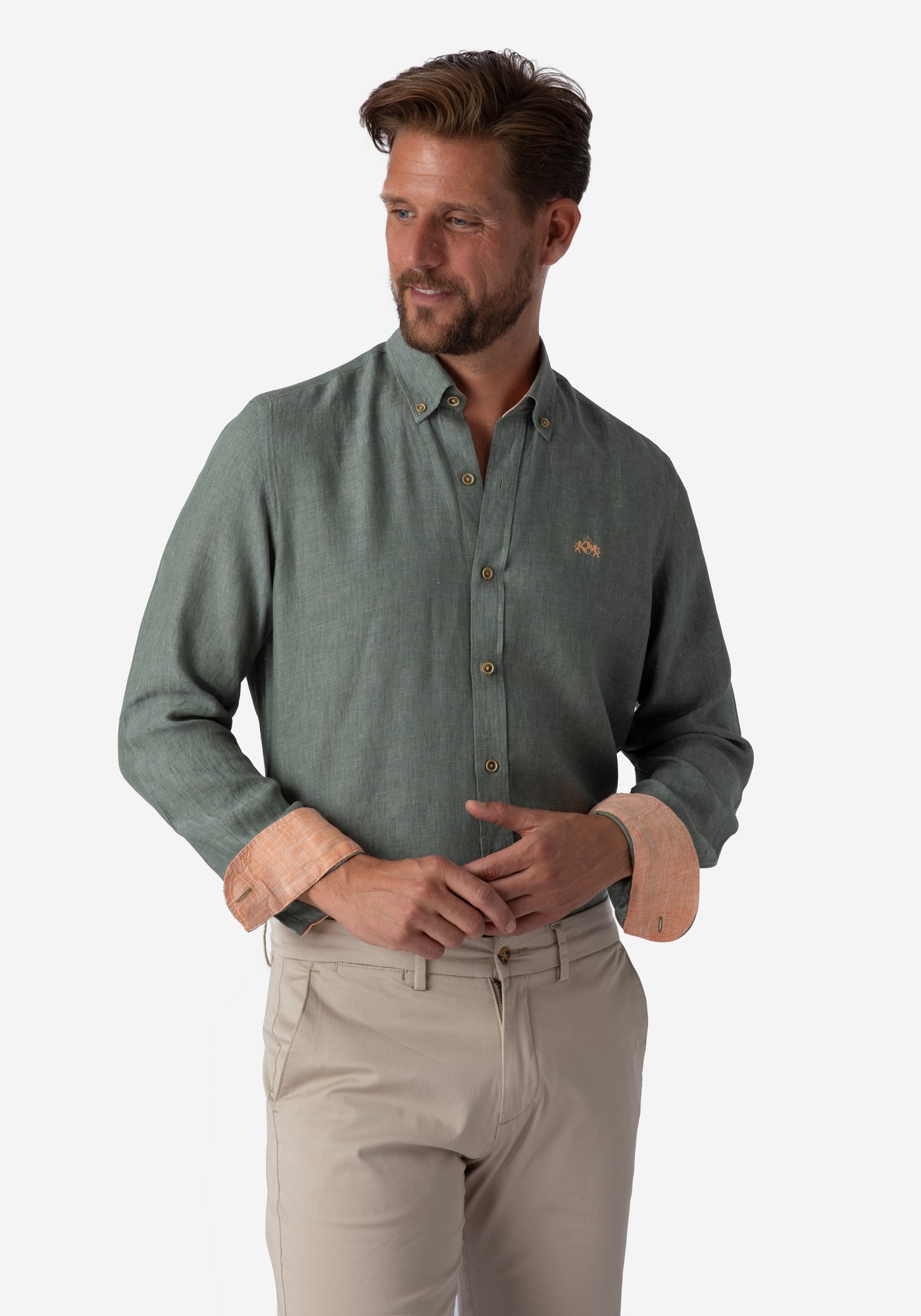 Pine Green Belgian Linen Shirt