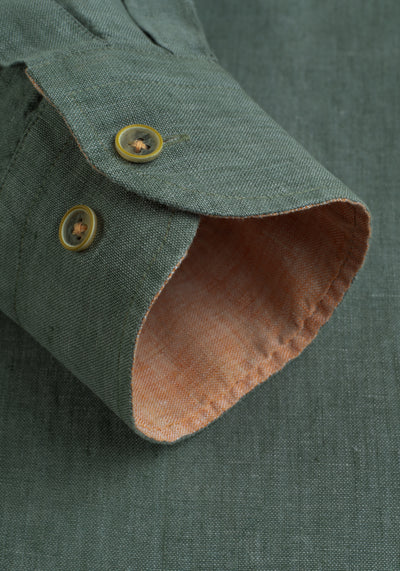 Pine Green Belgian Linen Shirt