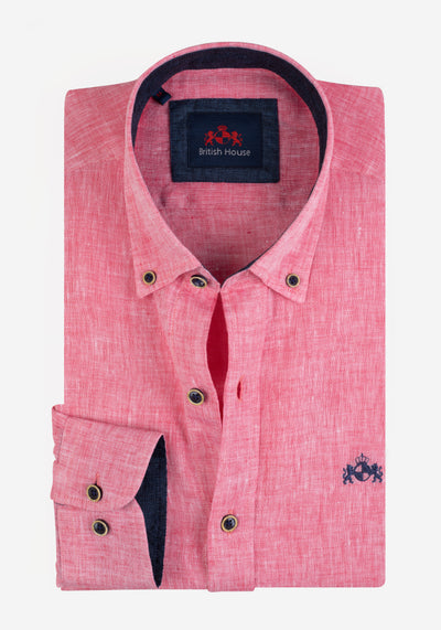 Fiery Rose Belgian Linen Shirt