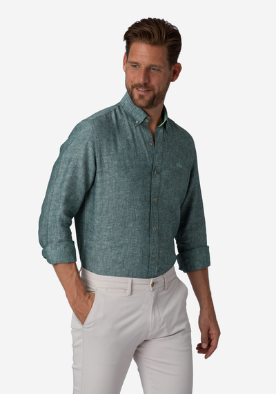 Dull Green Belgian Linen Shirt