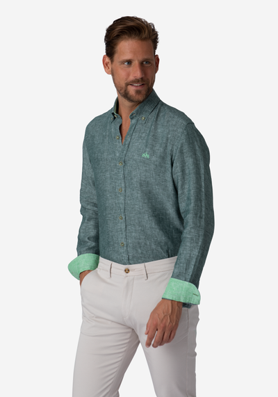 Dull Green Belgian Linen Shirt