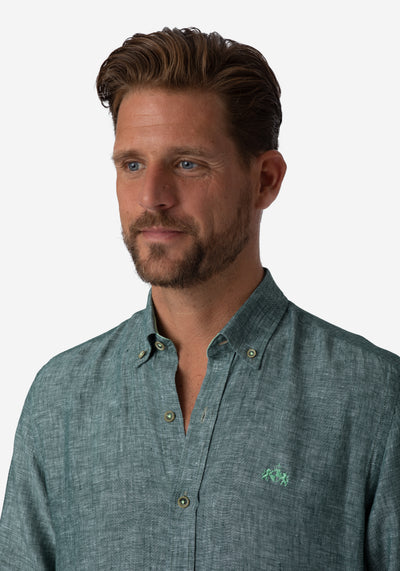 Dull Green Belgian Linen Shirt