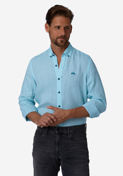 Light Powder Blue Belgian Linen Shirt