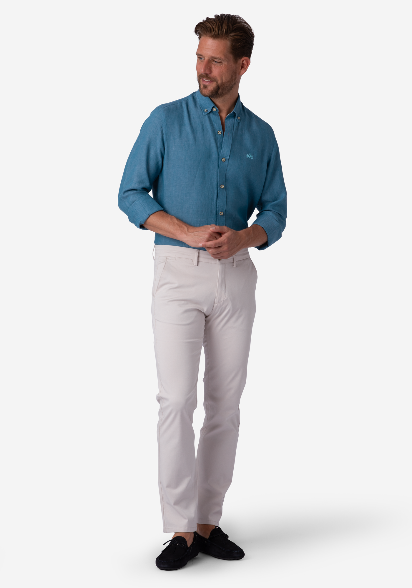 Deep Ocean Blue Belgian Linen Shirt