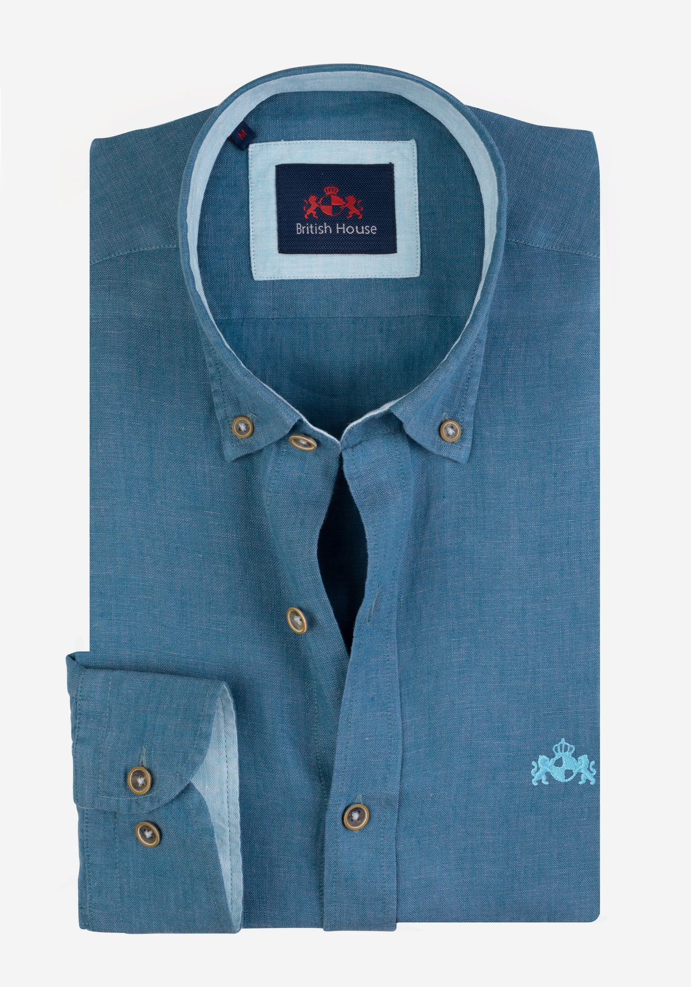 Deep Ocean Blue Belgian Linen Shirt