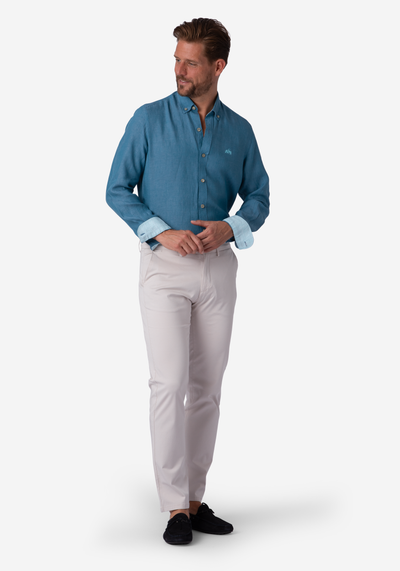 Deep Ocean Blue Belgian Linen Shirt