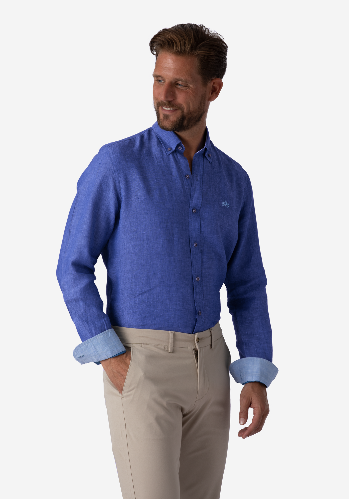Delft Blue Belgian Linen Shirt
