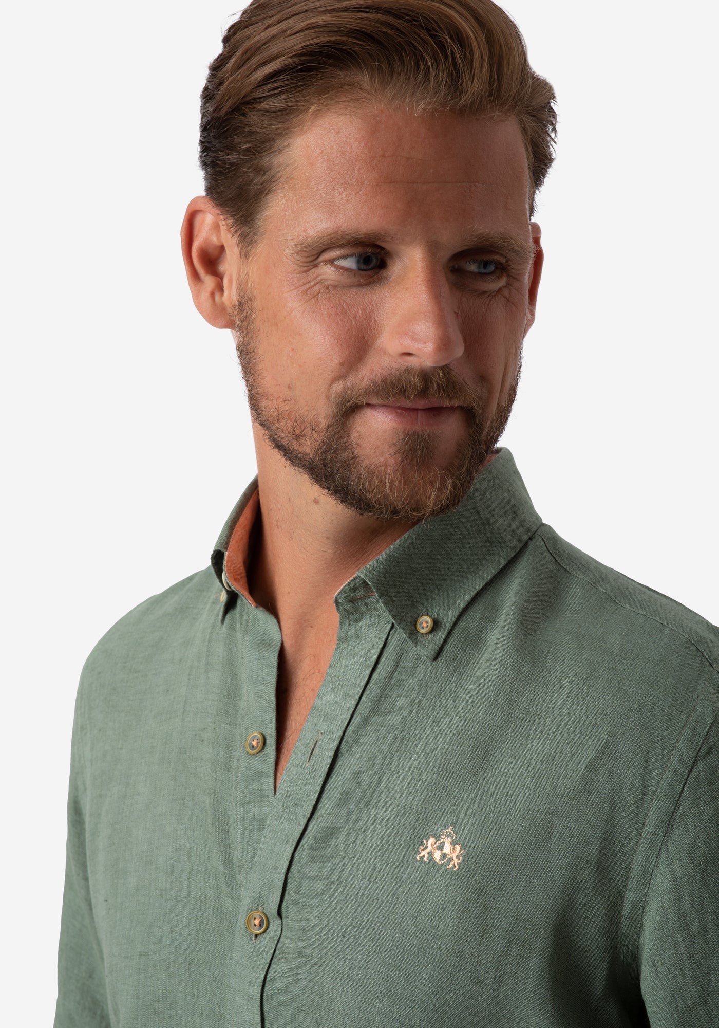 Moss Green Belgian Linen Shirt