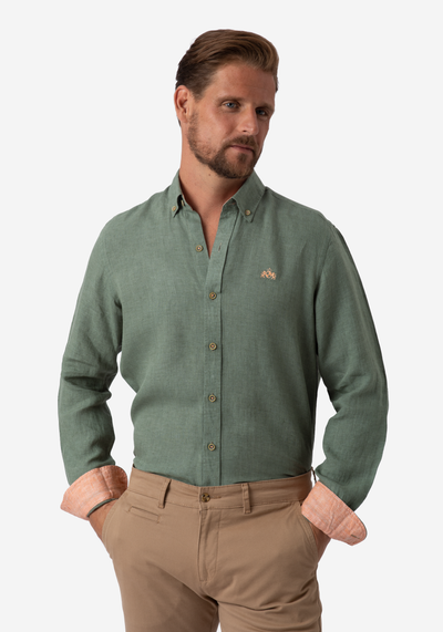Moss Green Belgian Linen Shirt