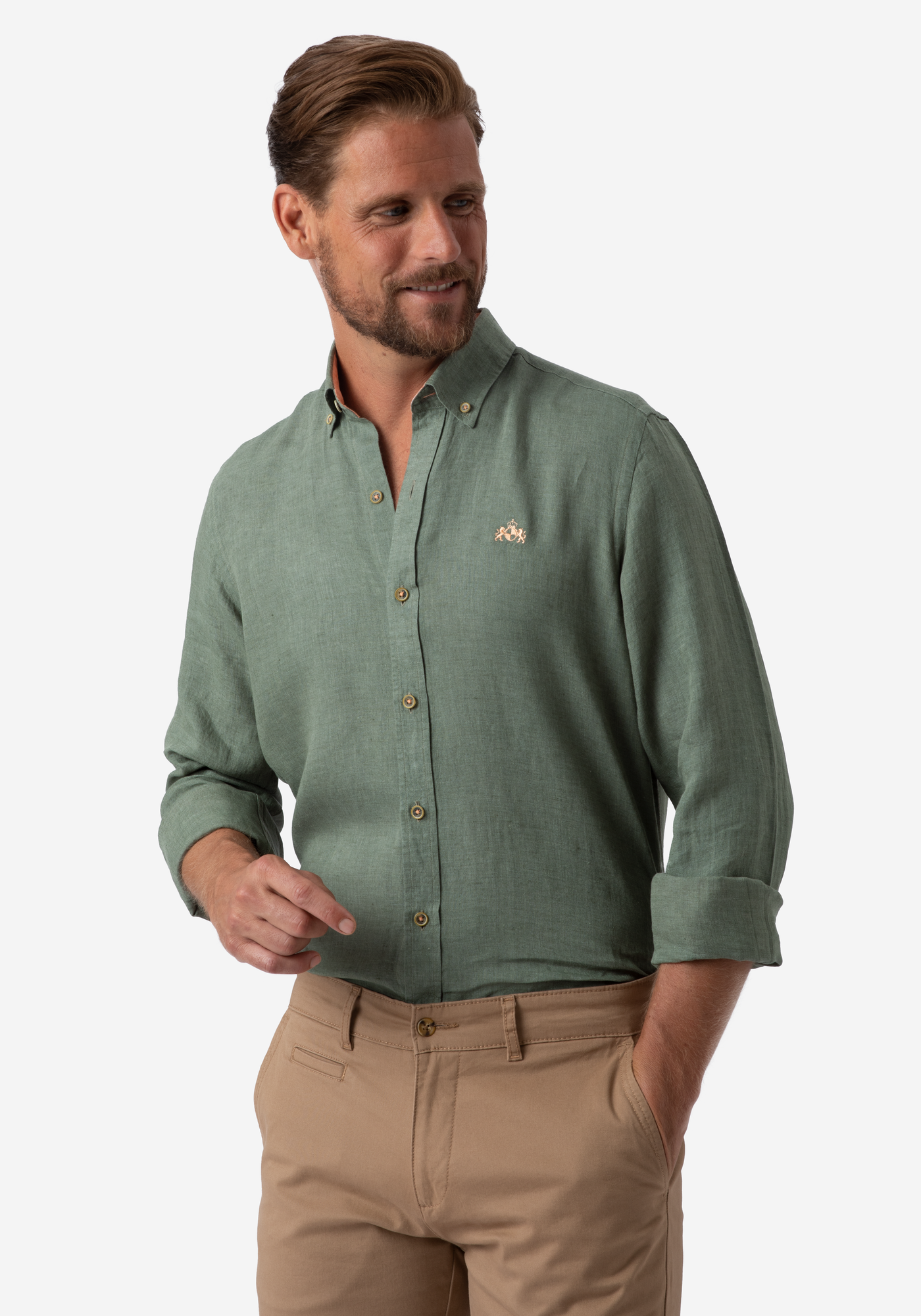 Moss Green Belgian Linen Shirt