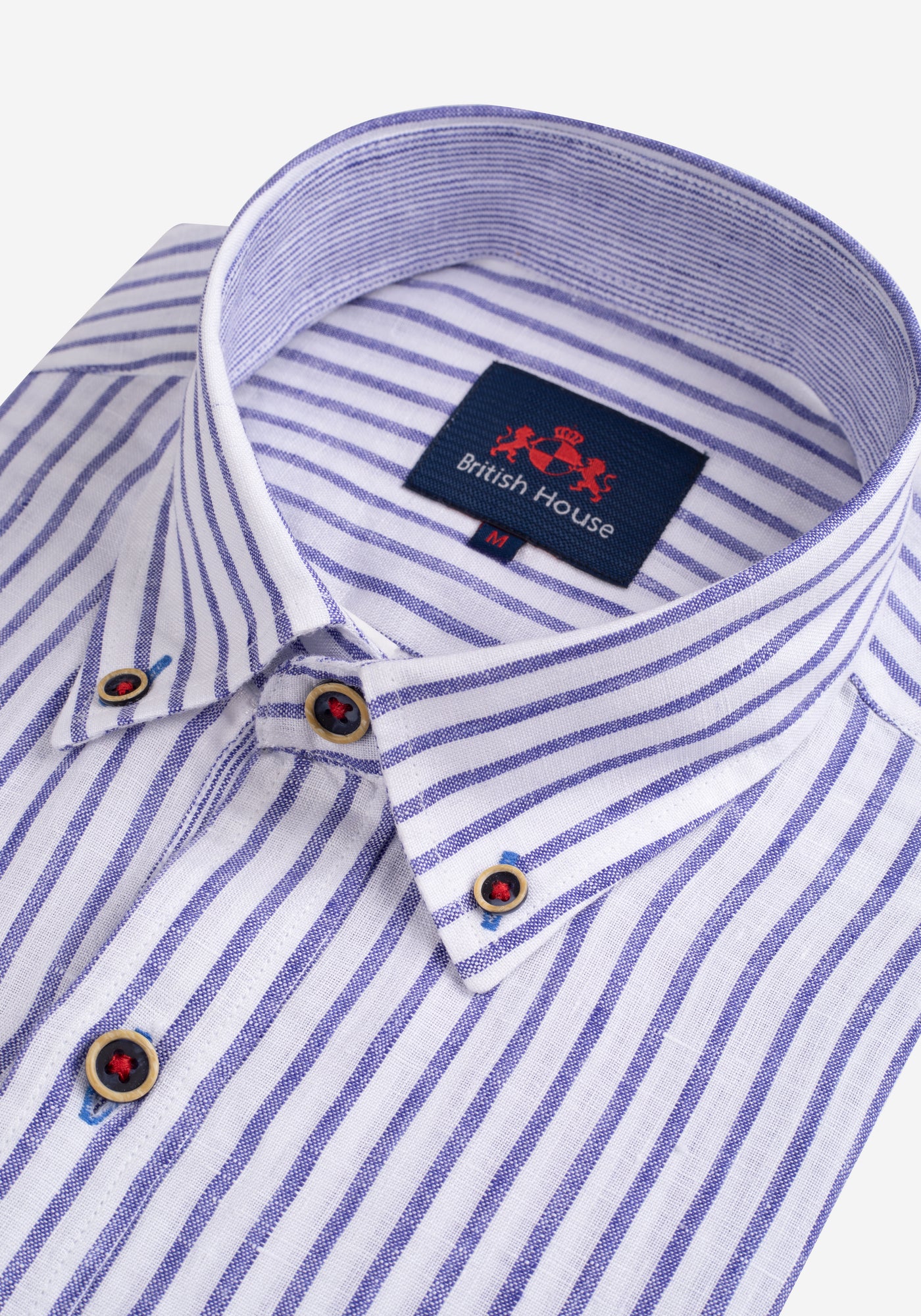 Marine Blue Stripe Belgian Linen Shirt