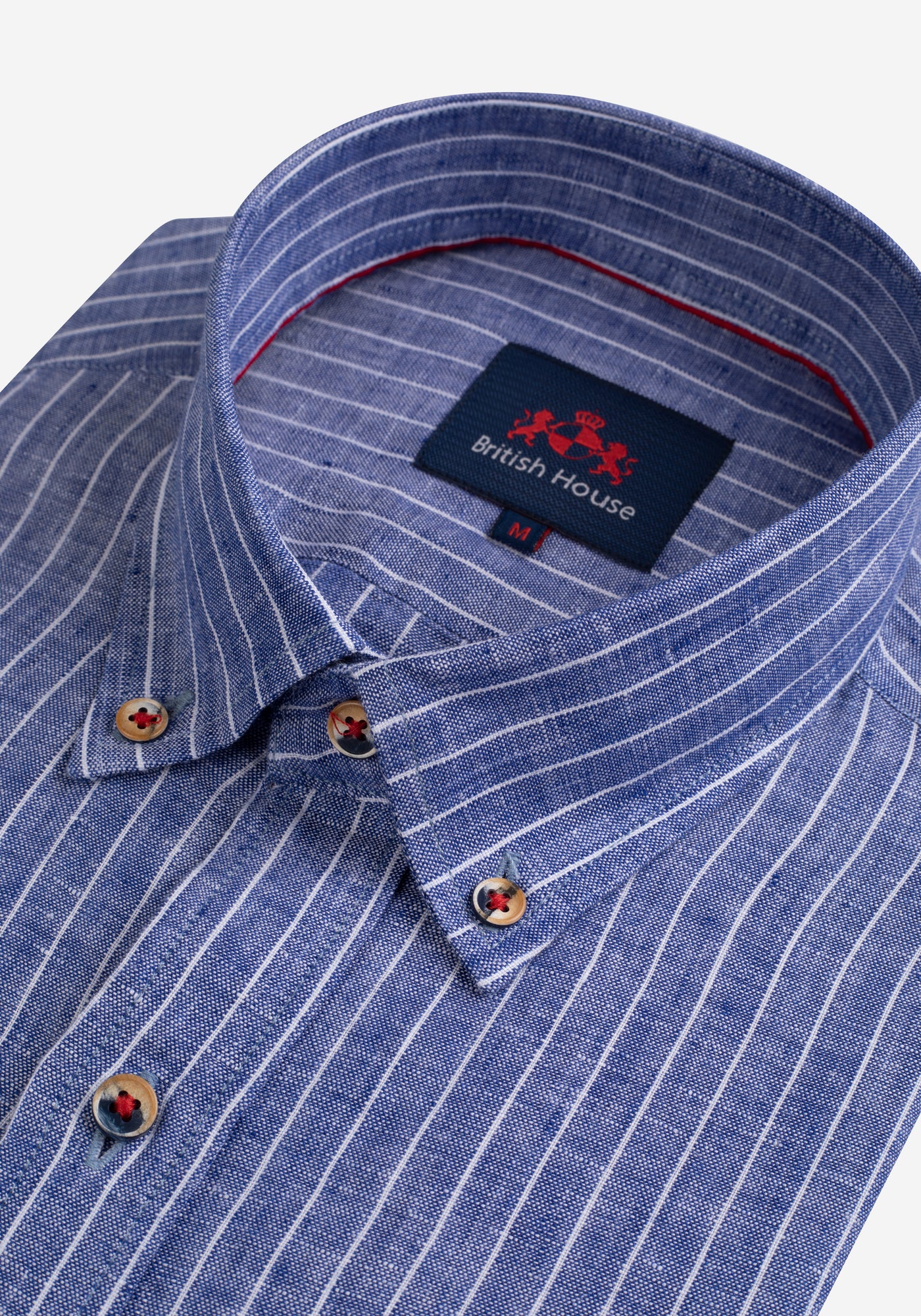 Dim Royal Blue Stripe Belgian Linen Shirt