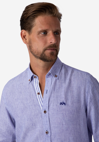 River Blue Stripe Belgian Linen Shirt