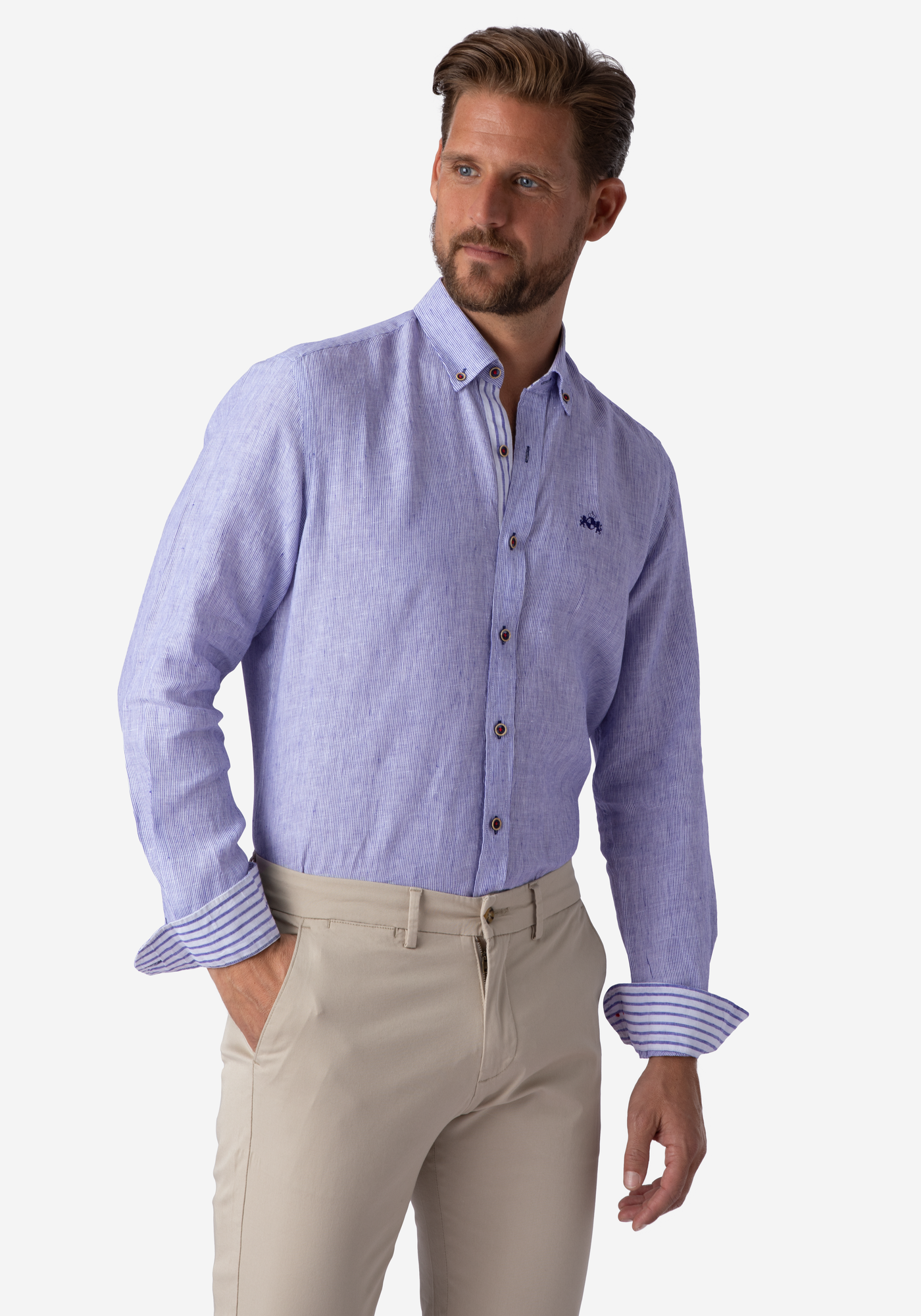 River Blue Stripe Belgian Linen Shirt