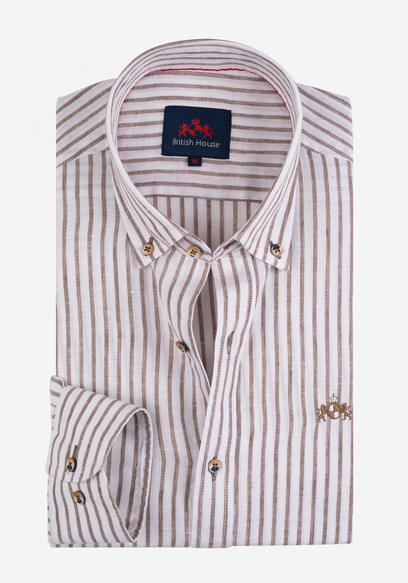 Coffee Brown Stripe Belgian Linen Shirt