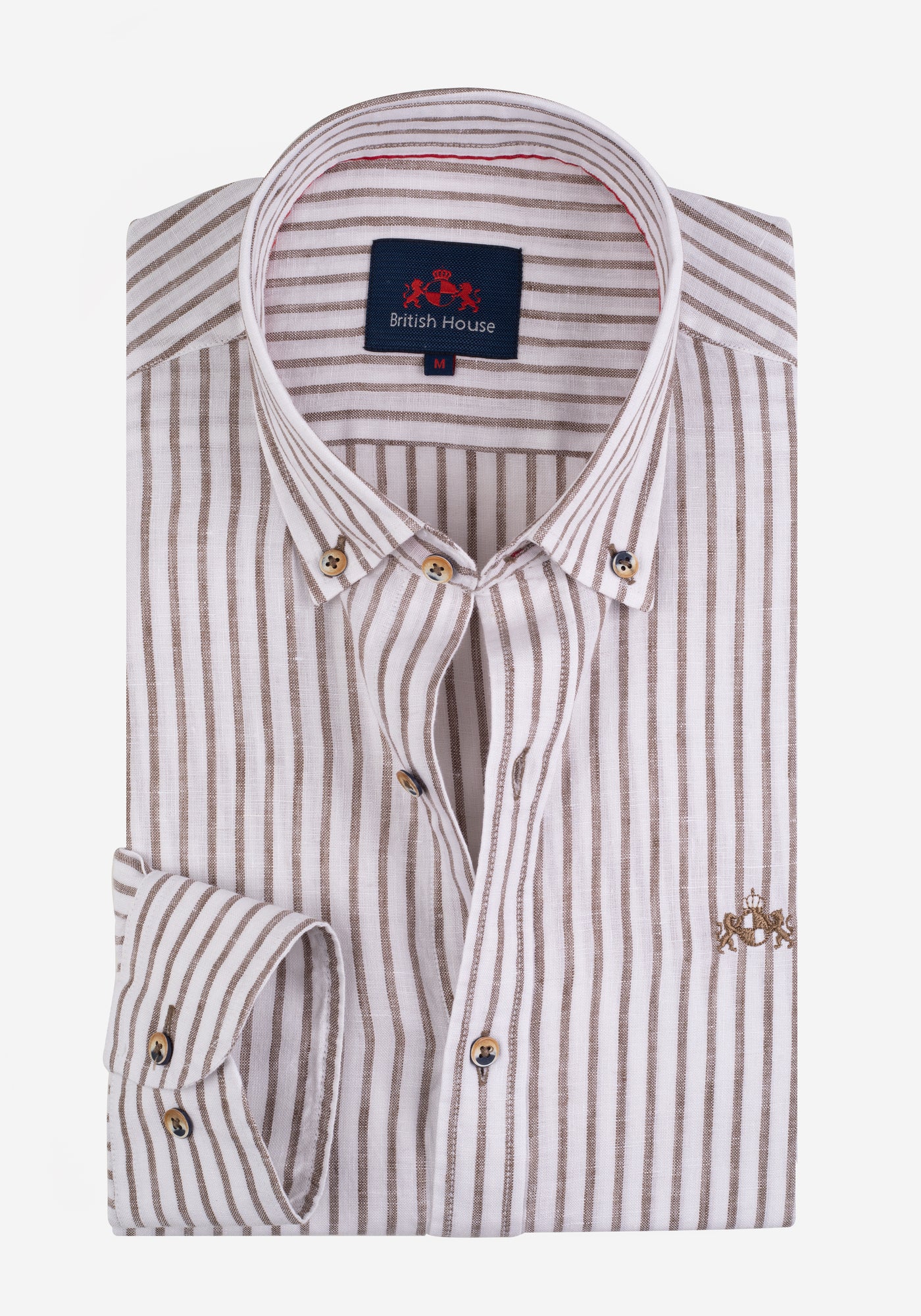 Coffee Brown Stripe Belgian Linen Shirt