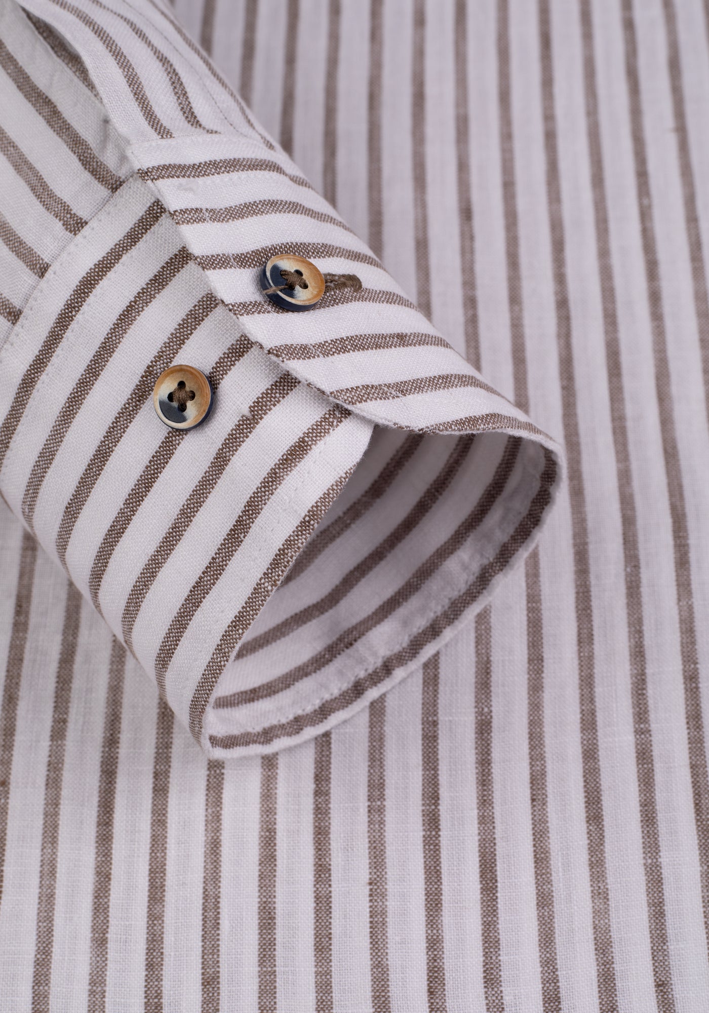 Coffee Brown Stripe Belgian Linen Shirt