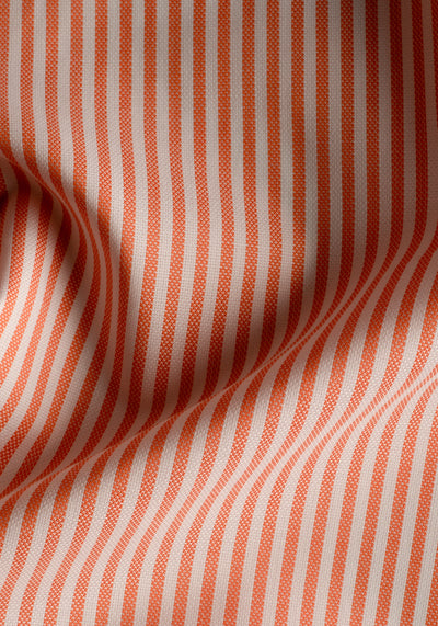 Tangy Orange Stripe Washed Two-Ply Oxford Shirt