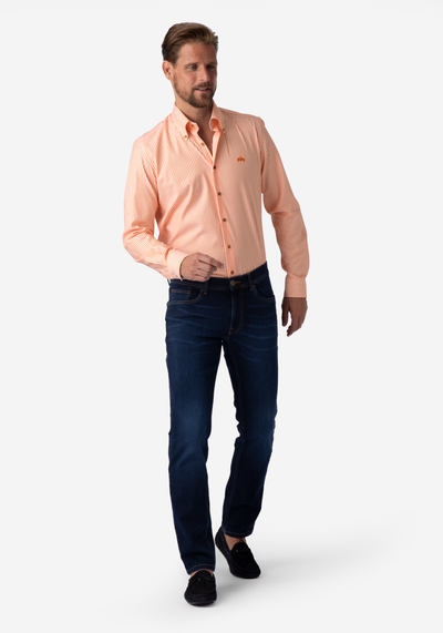 Blaze Orange Stripe Two-Ply Oxford Shirt