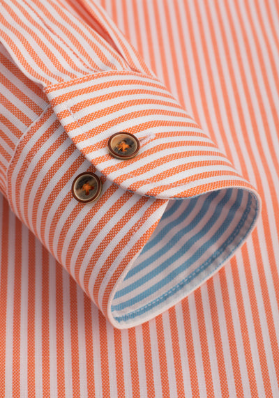 Blaze Orange Stripe Two-Ply Oxford Shirt