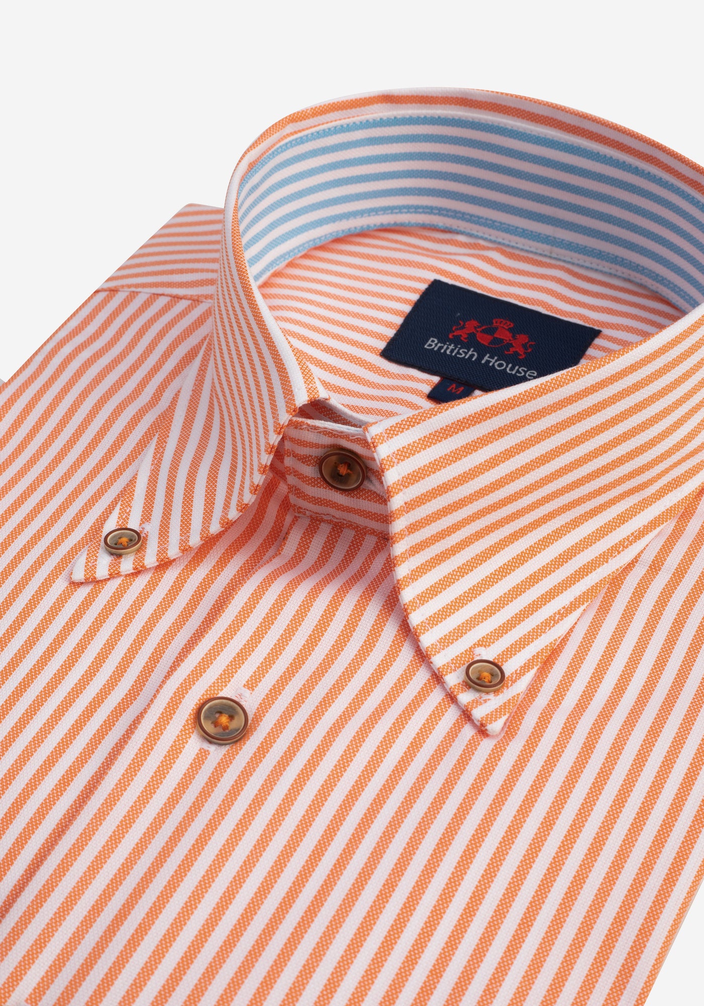 Blaze Orange Stripe Two-Ply Oxford Shirt