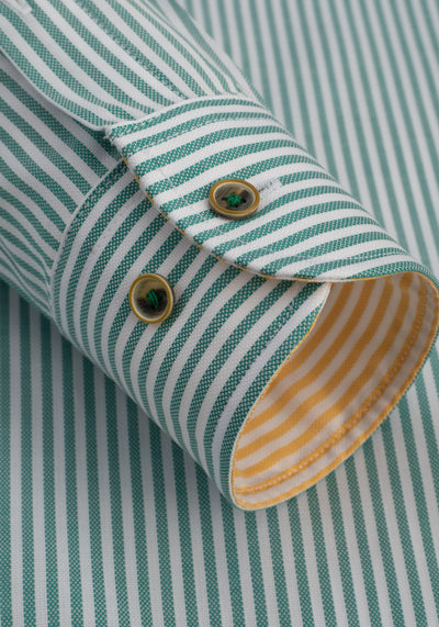 Jade Green Stripe Two-Ply Oxford Shirt