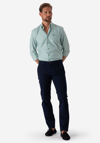 Jade Green Stripe Two-Ply Oxford Shirt