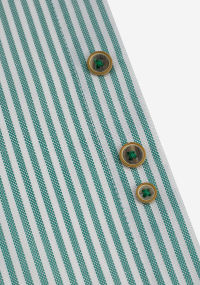 Jade Green Stripe Two-Ply Oxford Shirt