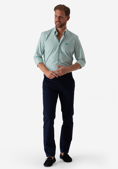 Jade Green Stripe Two-Ply Oxford Shirt