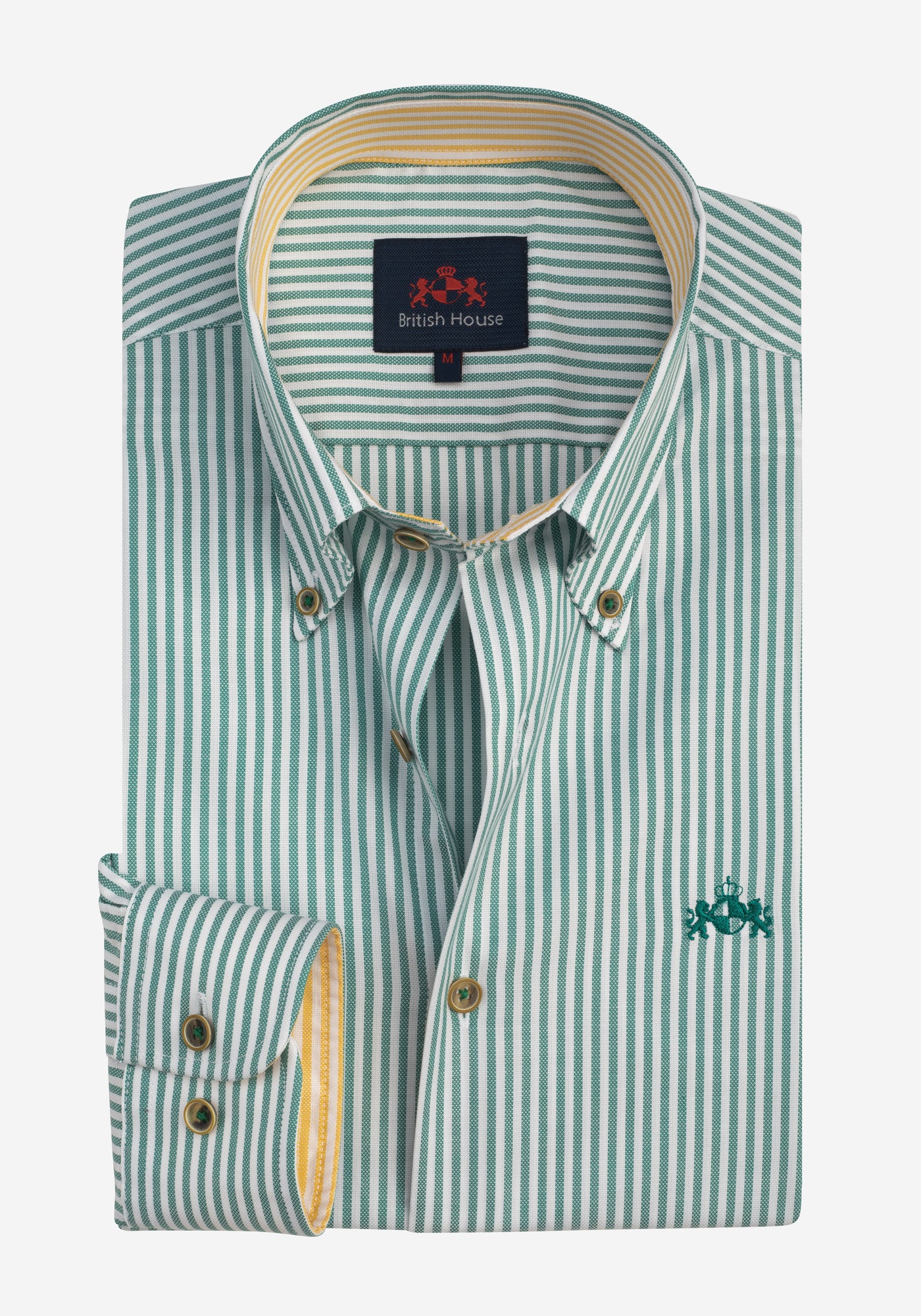Jade Green Stripe Two-Ply Oxford Shirt
