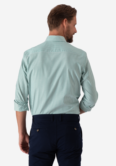 Jade Green Stripe Two-Ply Oxford Shirt