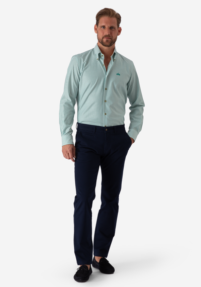 Jade Green Stripe Two-Ply Oxford Shirt