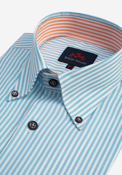 Light Pastel Blue Stripe Two-Ply Oxford Shirt