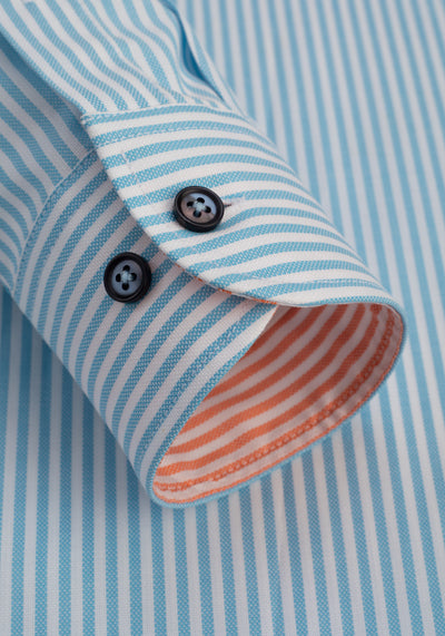 Light Pastel Blue Stripe Two-Ply Oxford Shirt