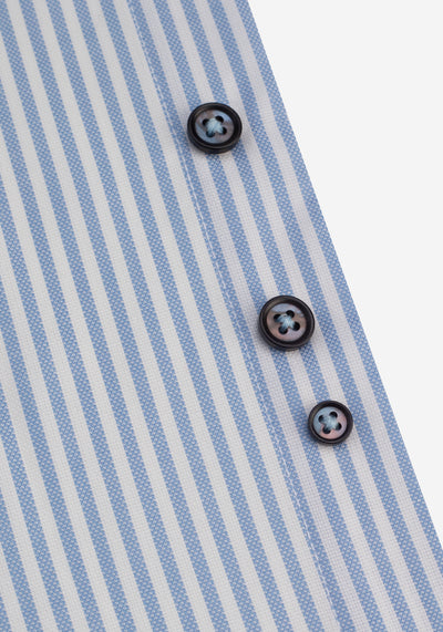 Soft Blue Stripe Two-Ply Oxford Shirt