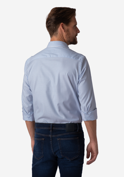 Soft Blue Stripe Two-Ply Oxford Shirt