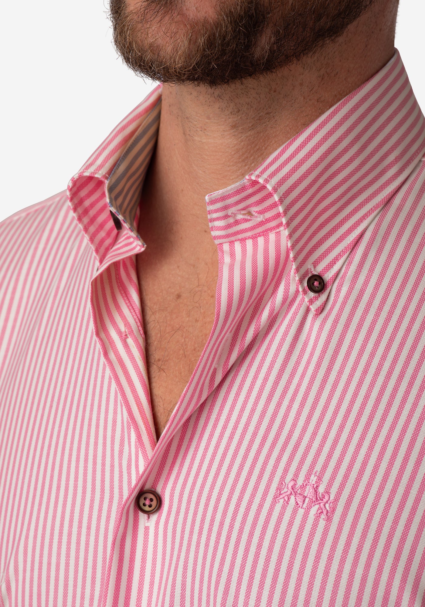 French Pink Stripe Two-Ply Oxford Shirt