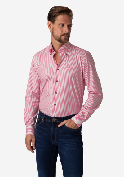 French Pink Stripe Two-Ply Oxford Shirt