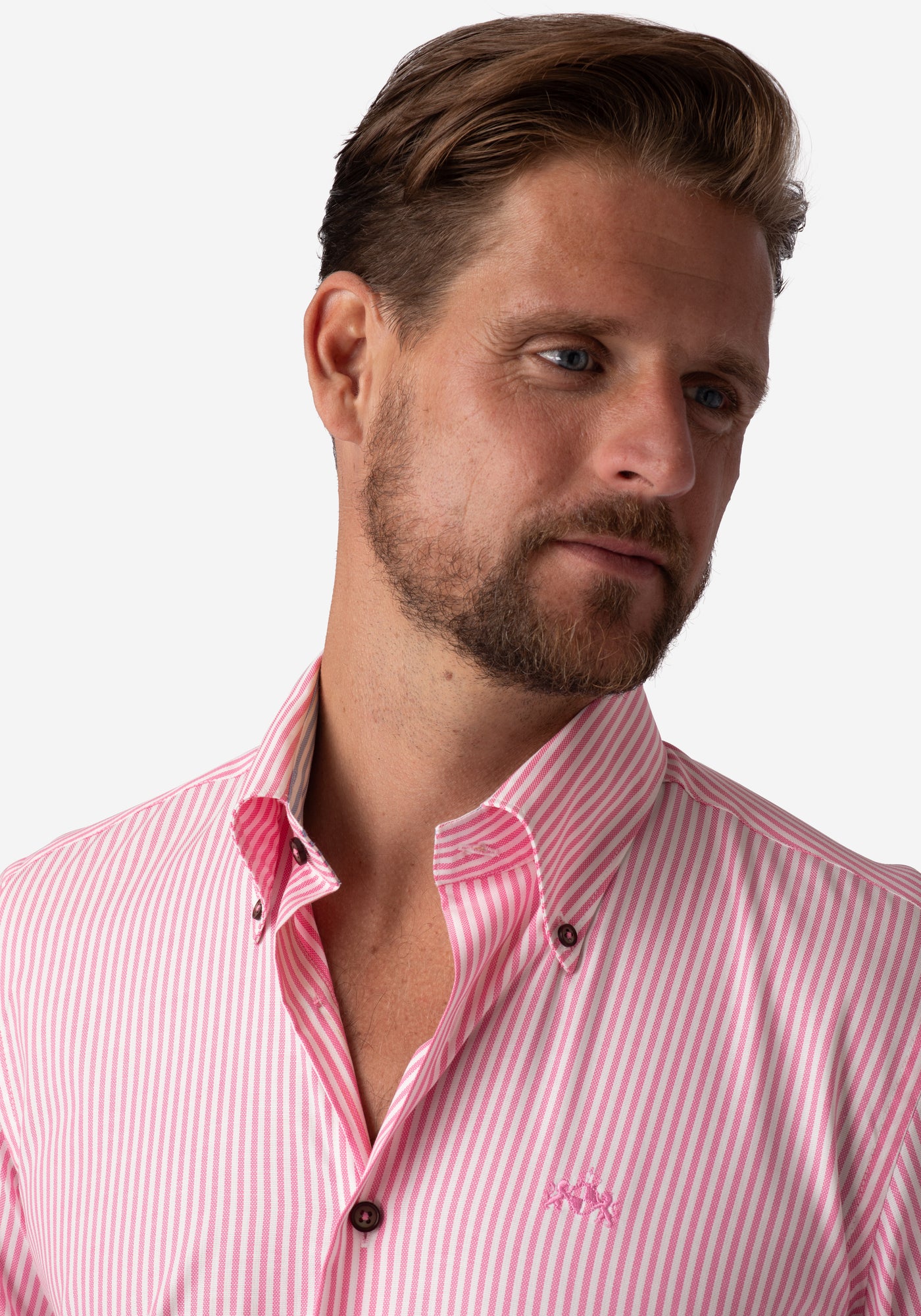 French Pink Stripe Two-Ply Oxford Shirt