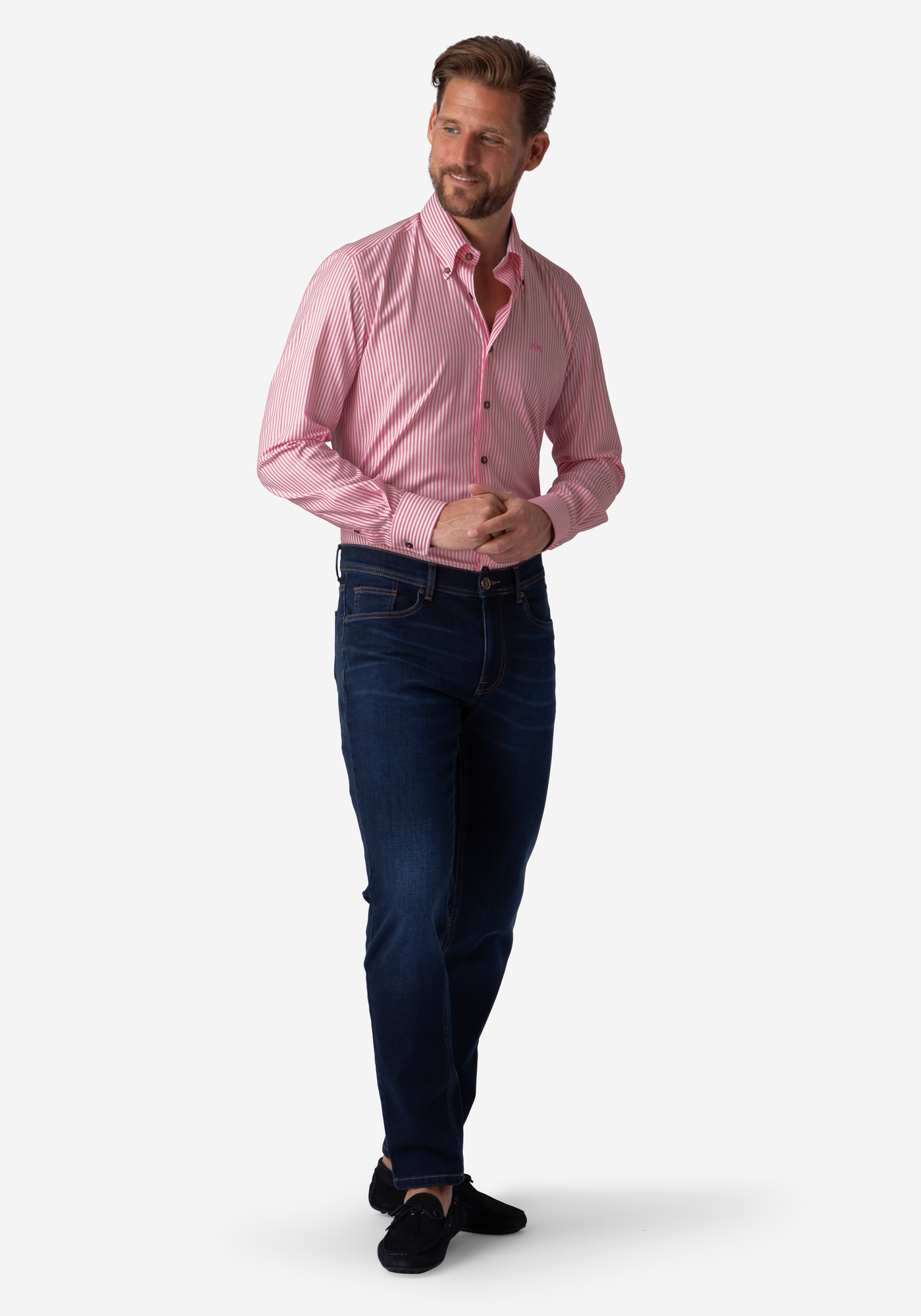 French Pink Stripe Two-Ply Oxford Shirt