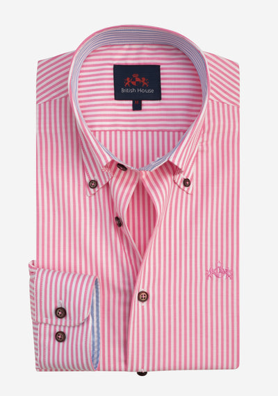 French Pink Stripe Two-Ply Oxford Shirt