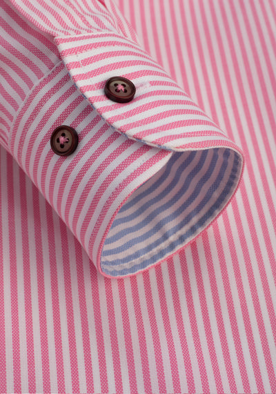 French Pink Stripe Two-Ply Oxford Shirt